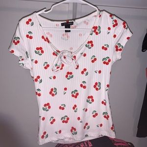 Love streak cherry cropped shirt.